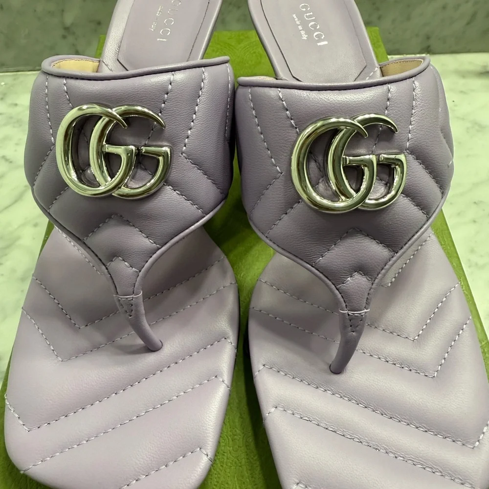 Gucci Lavender Quilted kitten heel Sandals. NWT 39.5. - Picture 2 of 5